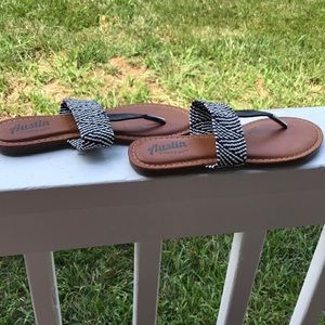 Black and white sandals